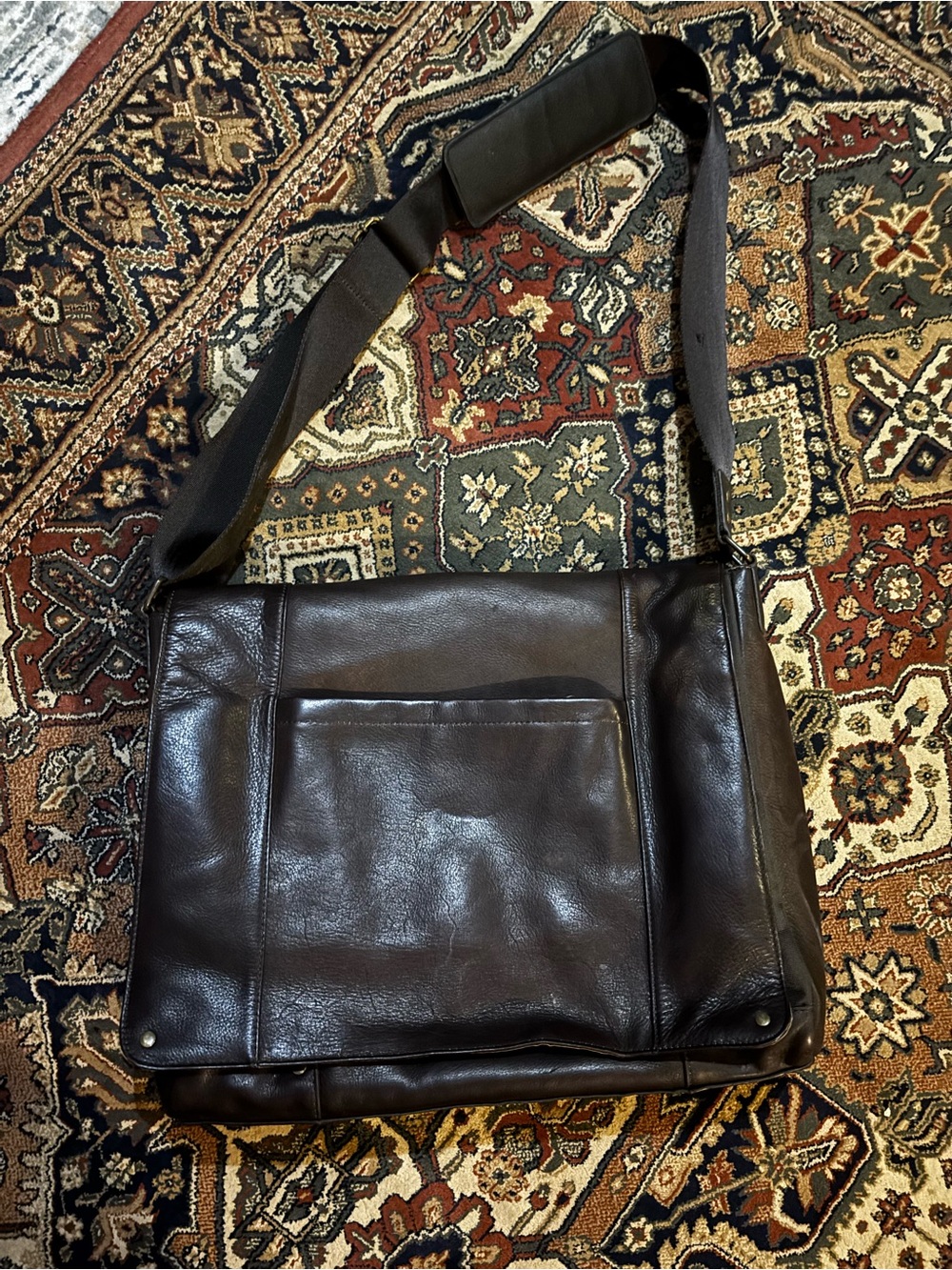Leather Messenger Bag - Dark Brown
